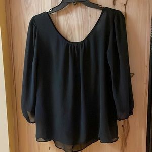by & by pretty black sheer‎ blouse; Med